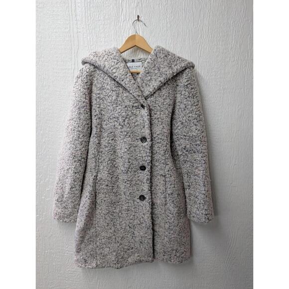 Cole Haan Gray Boucle Wool Blend Winter Coat With Hood Women's Size 12 - Picture 1 of 6